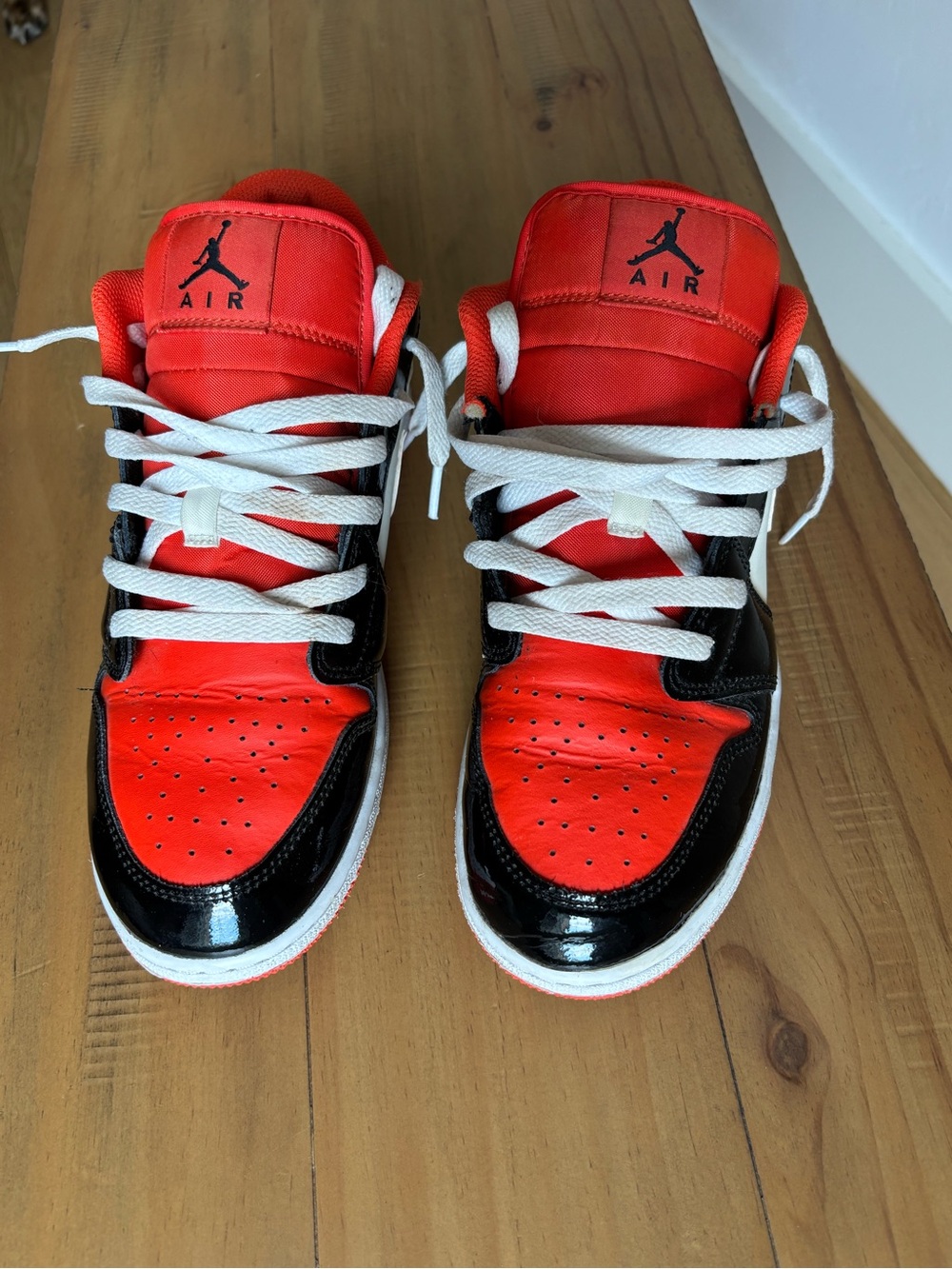 Jordan Kids Y7  Orange Black & White Low-Top Sneakers